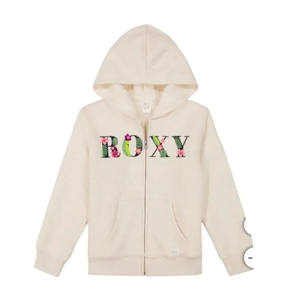Roxy Girl’s Hoodie Sweatshirt Beige Size Small NWT